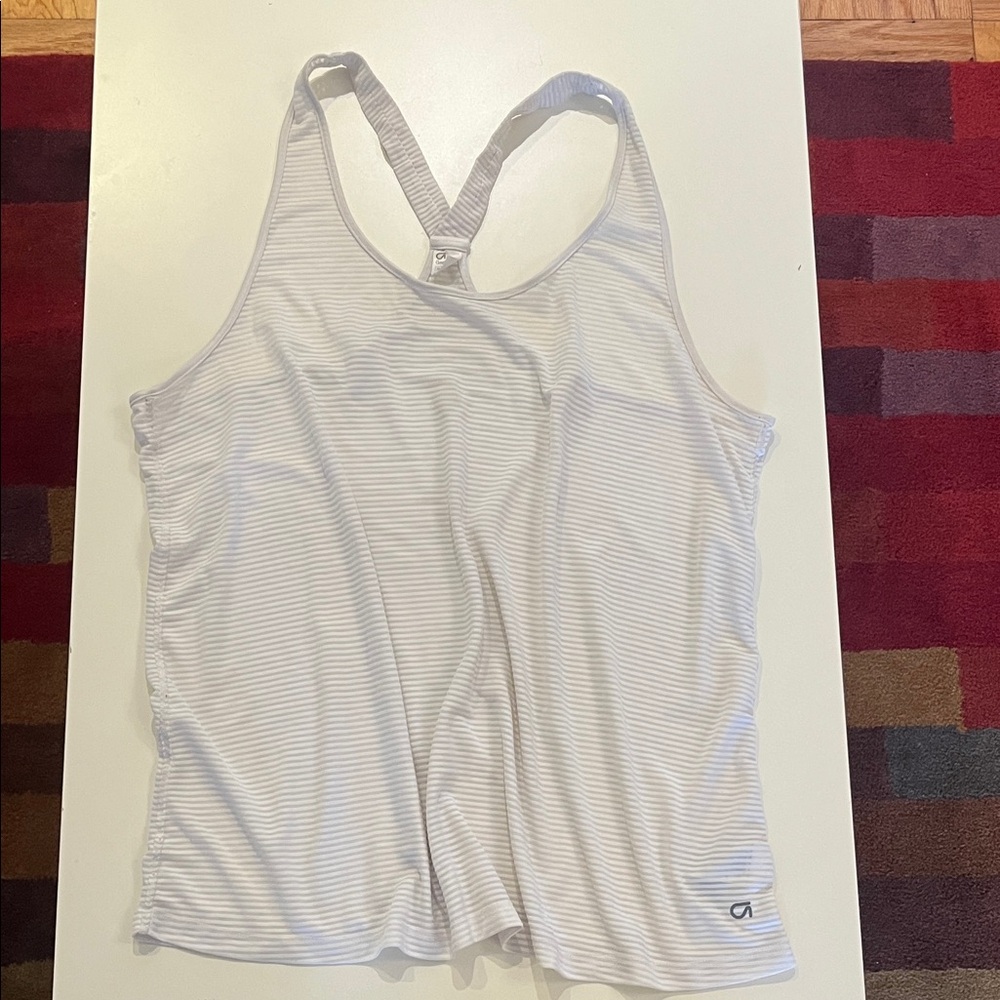 GAP White and Gray Striped Tank
